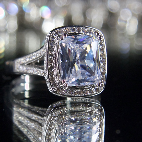 14kt Gold Dipped Cushion Topaz Engagement Ring - Picture 5 of 8